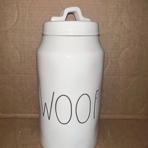 Rae Dunn White 'Woof' Ceramic Treat Jar